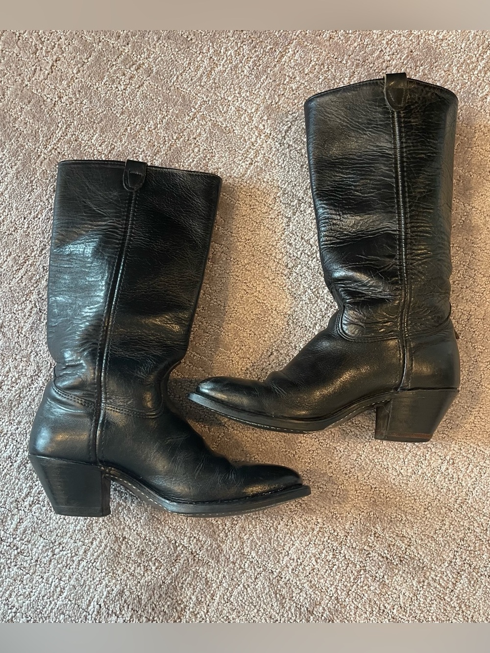 Harley Davidson 80’s Vintage Leather, Side Lace Concho Boots, Black, Western, 9 - Picture 11 of 14